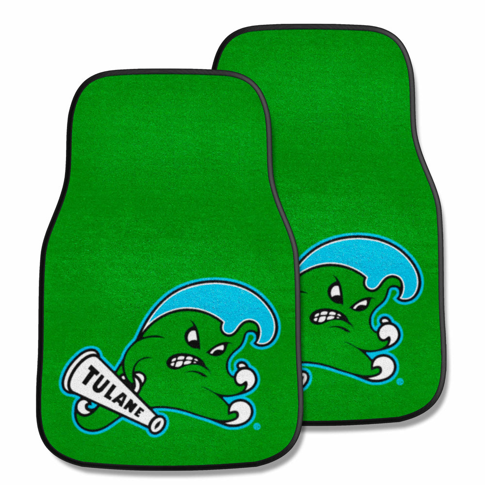 Tulane Green Wave Front Carpet Car Mat Set - 2 Pieces - Tulane