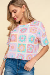 Haptics Flower Print Round Neck Short Sleeve T-Shirt - Trendsi