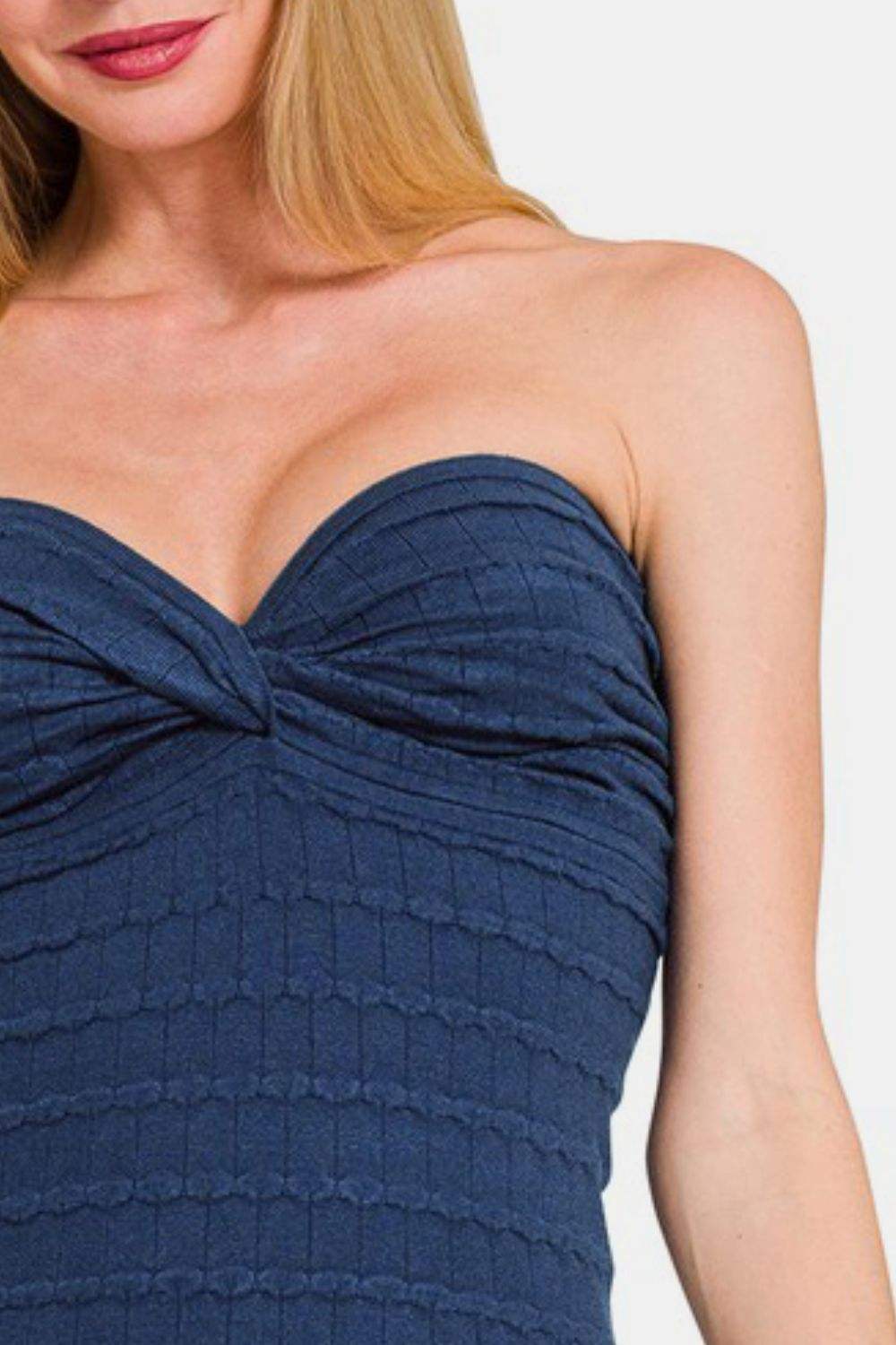 Zenana Ruched Twisted Sweetheart Neck Top - Trendsi - Flyclothing LLC