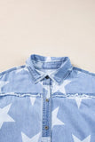 Raw Hem Star Short Sleeve Denim Dress - Trendsi
