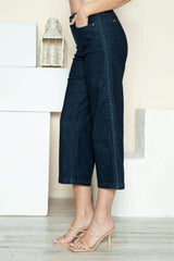 Judy Blue Full Size Side Seam Braid Detail Crop Wide Leg Jeans - Trendsi - Flyclothing LLC