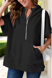 Half Zip Short Sleeve Hoodie - Trendsi - Flyclothing LLC