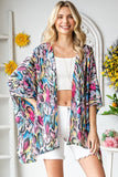 Heimish Full Size Multi Color Snake Open Cardigan Plus Size - Trendsi