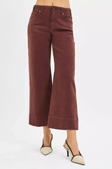 RISEN Tummy Control High Rise Crop Wide No Waist Band Pants - Trendsi - Flyclothing LLC