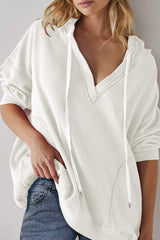 Exposed Seam Drawstring Long Sleeve Hoodie - Trendsi - Flyclothing LLC