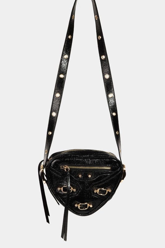 Fame PU Leather Triangle Crossbody Bag - Trendsi