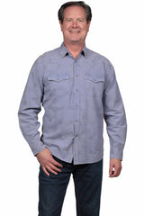 Scully Leather Blue Long Sleeve Textured Shirt - 5429-BLU - Scully Leather - Flyclothing LLC