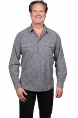 Scully Leather Charcoal Long Sleeve Textured Shirt - 5429-CHA - Scully Leather - Flyclothing LLC