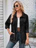 Button Up Long Sleeve Denim Jacket - Trendsi - Flyclothing LLC