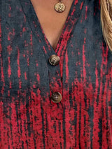 Full Size Printed Notched Short Sleeve Blouse - Trendsi - Flyclothing LLC