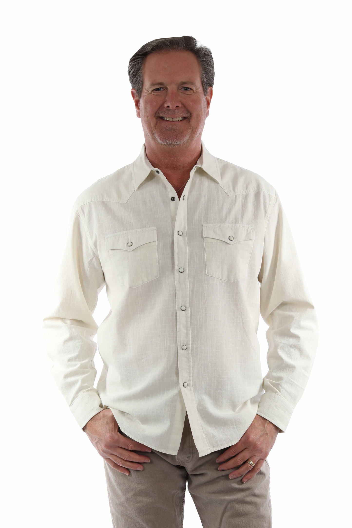 Scully Leather Ivory Pigment Slub Shirt - 5430-IVO - Scully Leather - Flyclothing LLC