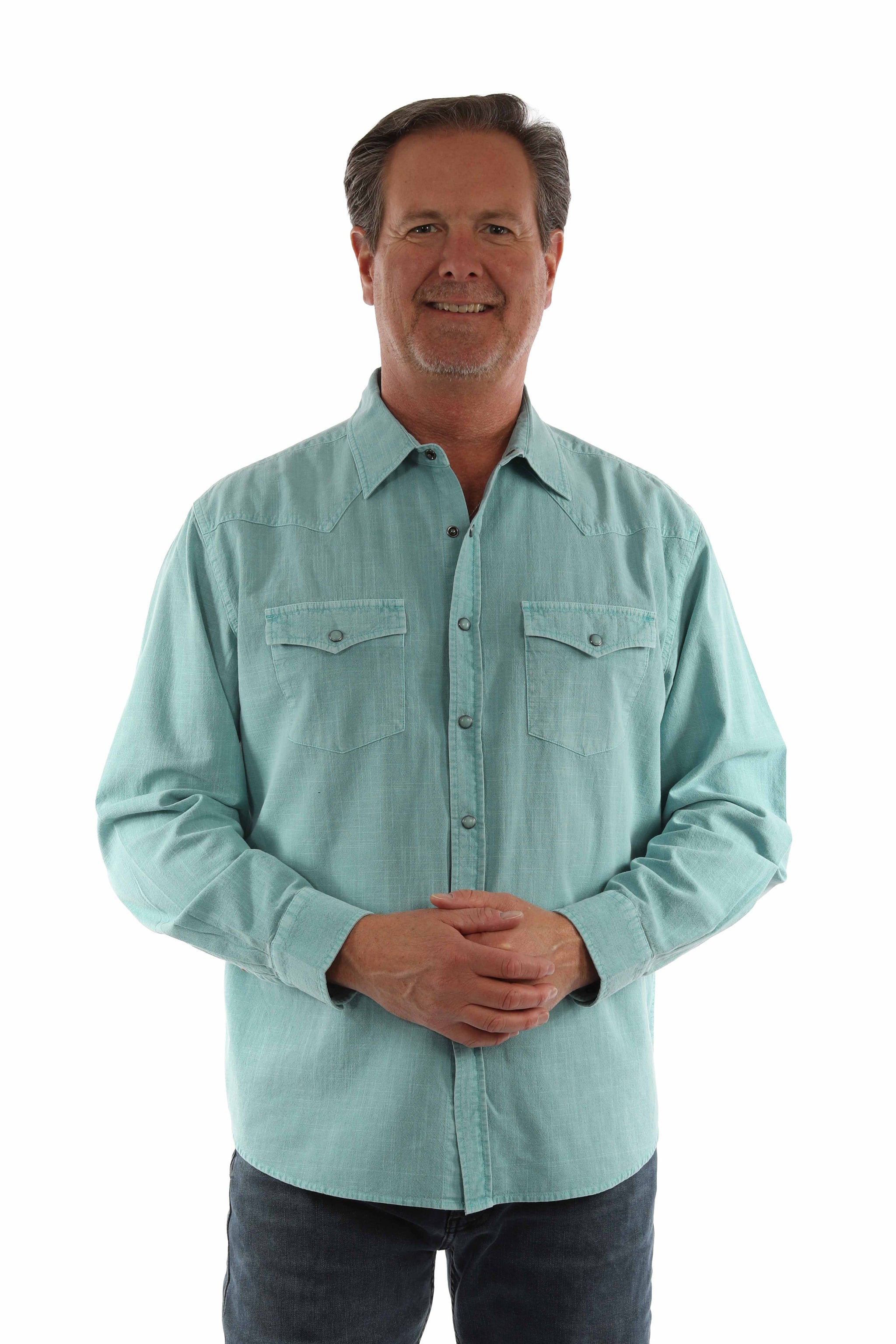 Scully Leather Turquoise Pigment Slub Shirt - 5430-TUR - Scully Leather - Flyclothing LLC