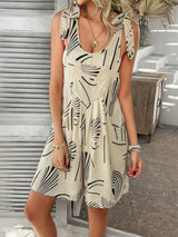 Devine Printed Tie Shoulder Overalls with Pockets - Trendsi - Flyclothing LLC
