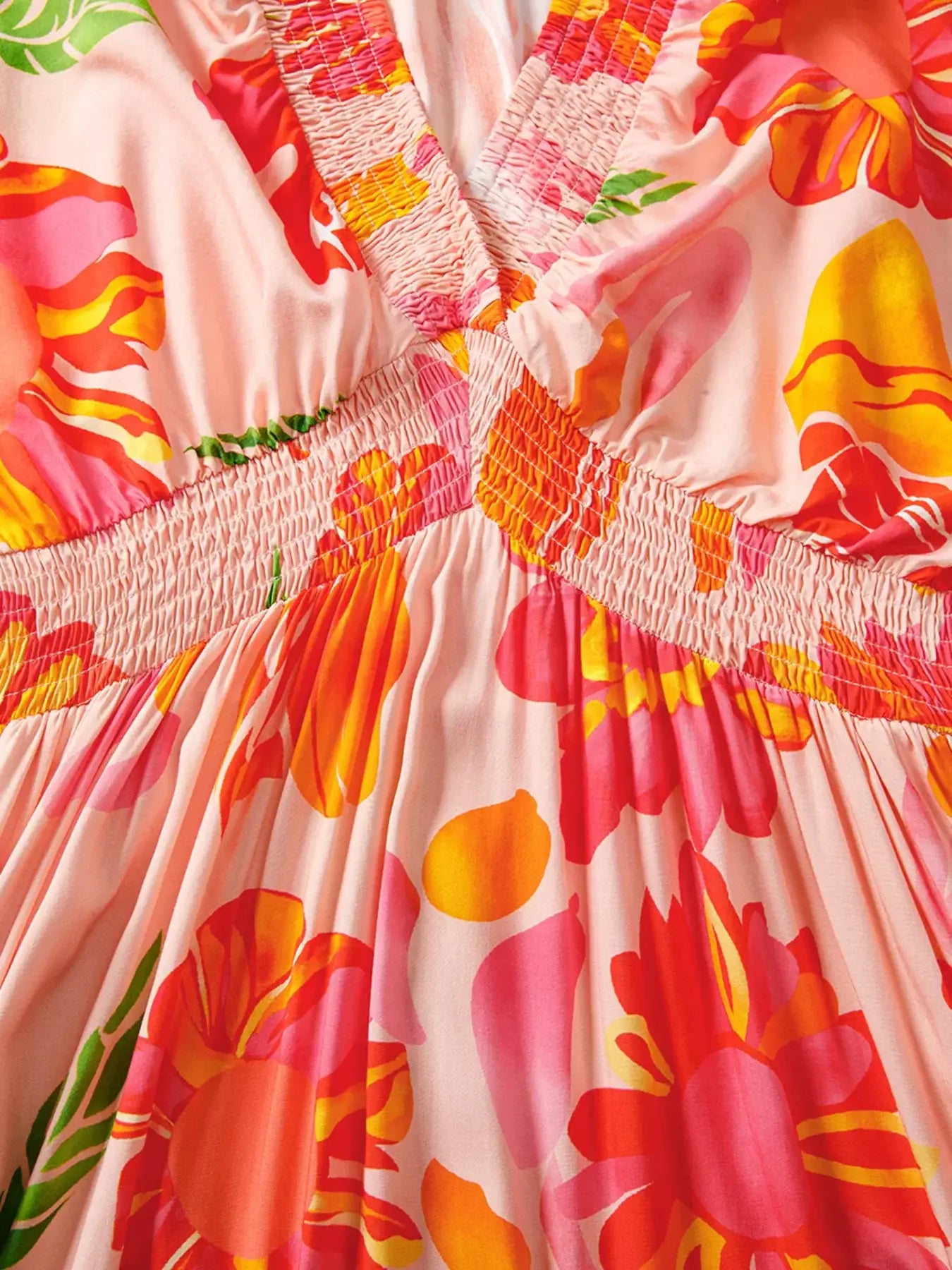 Smocked Floral Long Sleeve Maxi Dress - Trendsi - Flyclothing LLC