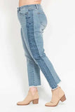 Judy Blue Full Size Vintage Wash Side Panel Detail with Fray Hem Slim Plus Size - Trendsi - Flyclothing LLC