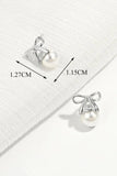 925 Sterling Silver Pearl Bow Earrings - Trendsi