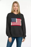 Zenana French Terry American Flag Pullover - Trendsi - Flyclothing LLC