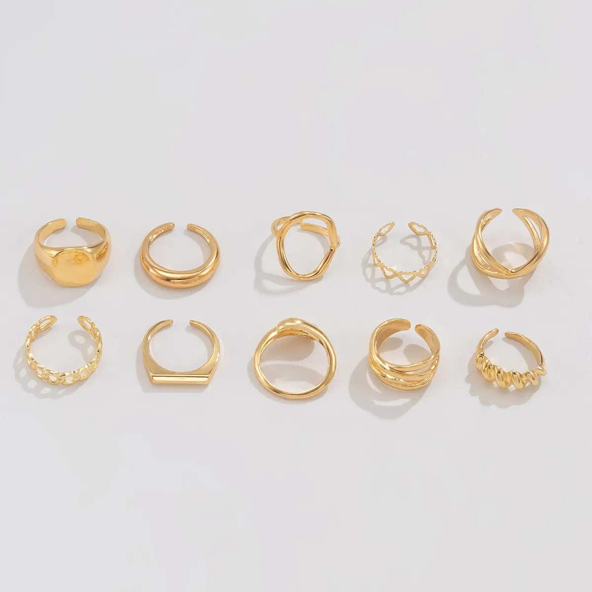 10-Piece Alloy Geometric Ring - Trendsi - Flyclothing LLC