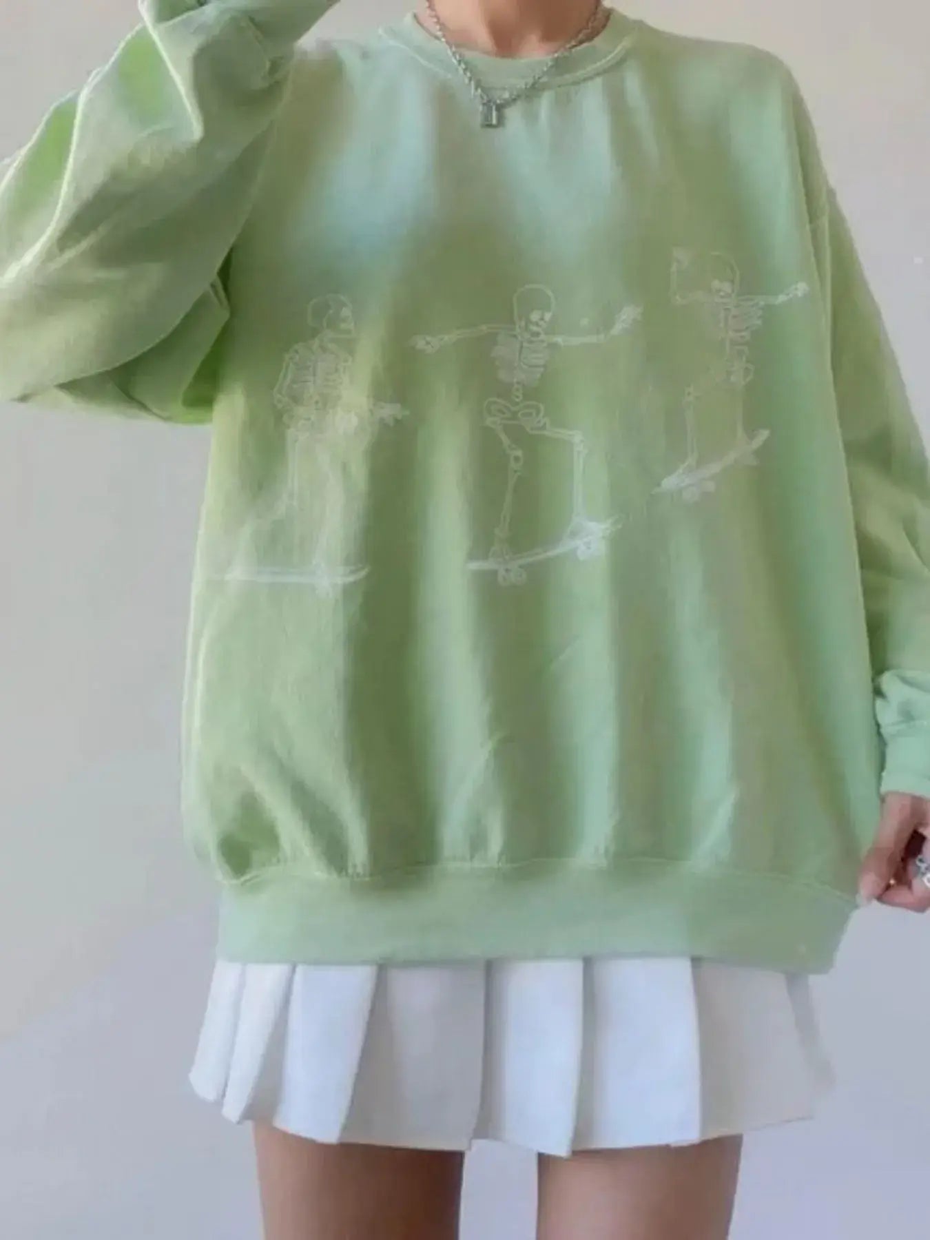 Skeleton Graphic Oversized Sweatshirt - Trendsi - Flyclothing LLC