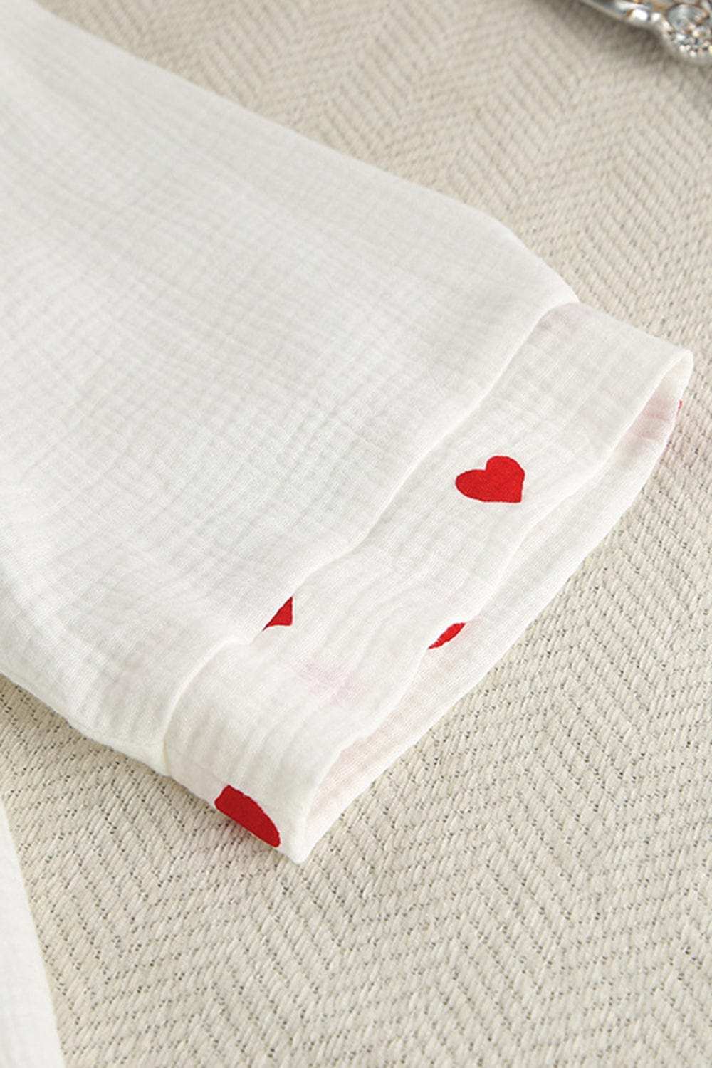 Basic Bae Heart Collared Neck Button Down Top and Shorts Set - Trendsi - Flyclothing LLC