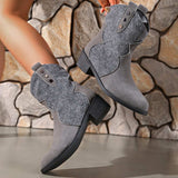 Suede Point Toe Block Heel Boots - Trendsi - Flyclothing LLC