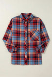 Plaid Collared Neck Long Sleeve Shirt - Trendsi - Flyclothing LLC