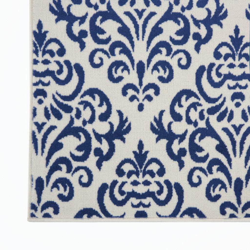 5' X 7' Blue And White Damask Area Rug - HomeRoots - Flyclothing LLC