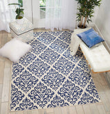 5' X 7' Blue And White Damask Area Rug - HomeRoots - Flyclothing LLC