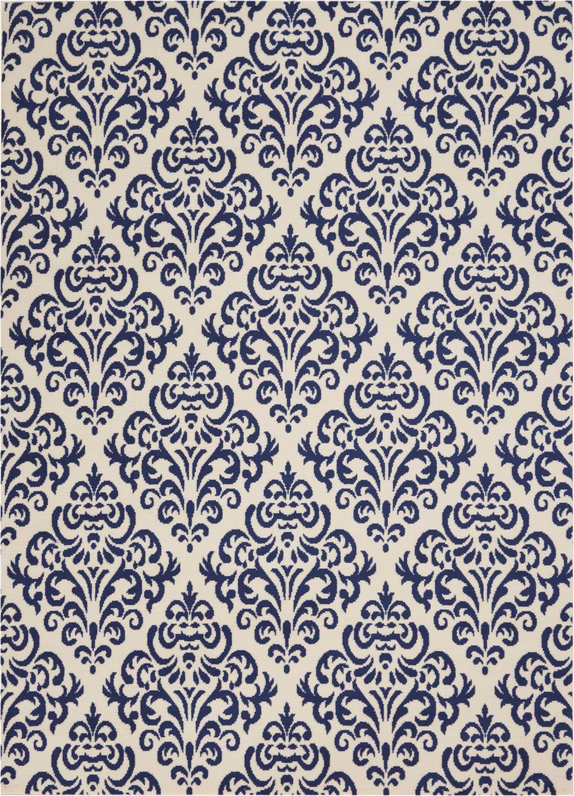 5' X 7' Blue And White Damask Area Rug - HomeRoots - Flyclothing LLC