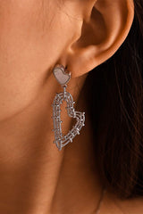 Stainless Steel Heart Earrings and Necklace Set - Trendsi - Flyclothing LLC