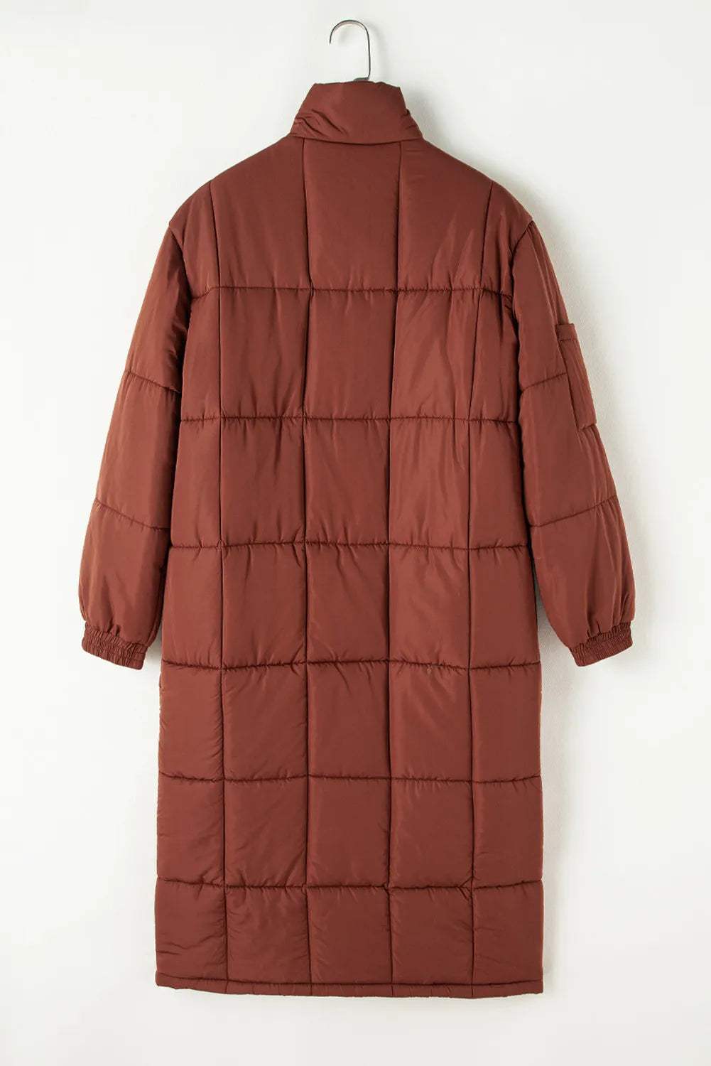Pocketed Bubble Texture Long Sleeve Longline Winter Coat - Trendsi - Flyclothing LLC