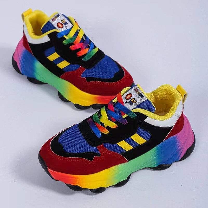 Lace-Up Mesh Round Toe Platform Sneakers - Trendsi - Flyclothing LLC