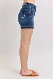 Judy Blue Full Size High Waist Tummy Control Destroy Release Hem Denim Shorts Plus Size - Trendsi - Flyclothing LLC