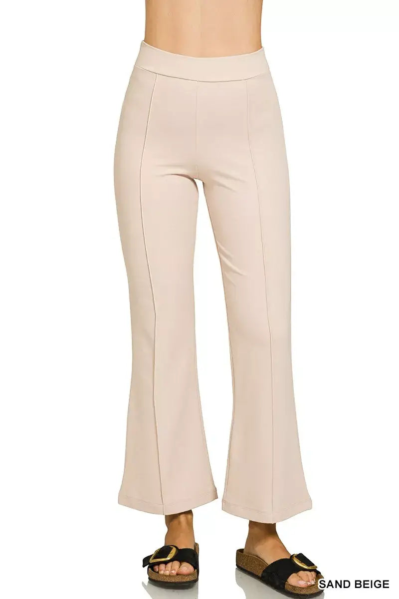 Zenana Heavy Ponte Elastic Waistband Pintuck Pants - Trendsi - Flyclothing LLC