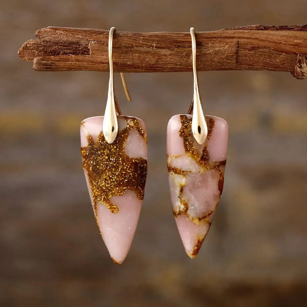 Natural Stone Geometric Shape Earrings - Trendsi