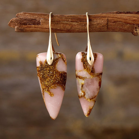 Natural Stone Geometric Shape Earrings - Trendsi