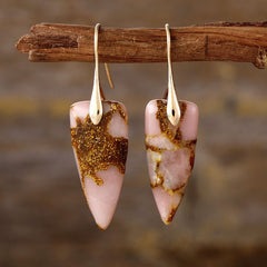 Natural Stone Geometric Shape Earrings - Trendsi