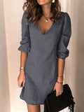 Full Size V-Neck Half Sleeve Dress - Trendsi - Flyclothing LLC