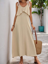 Perfee Tied Ruffled Scoop Neck Sleeveless Dress - Trendsi - Flyclothing LLC