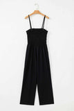 Smocked Spaghetti Straps Wide Leg Jumpsuit - Trendsi - Flyclothing LLC