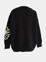 Flower Round Neck Long Sleeve Sweater - Trendsi