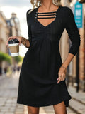 Cutout Long Sleeve Knee Length Dress - Trendsi