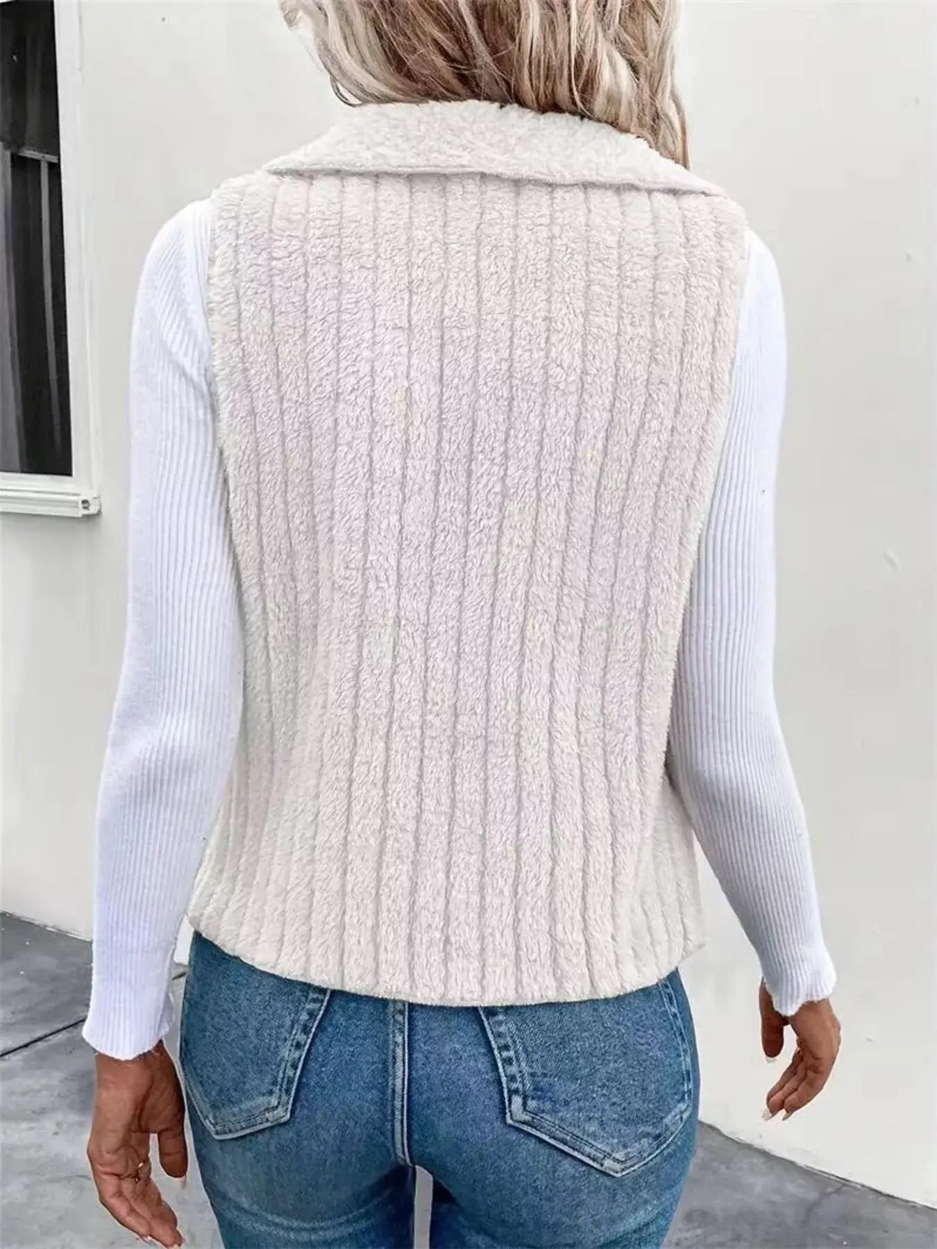 Cozy Fleece Open Front Vest Coat - Trendsi - Flyclothing LLC
