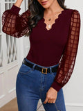V-Neck Long Sleeve Top - Trendsi