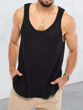 Men's Plus Size Scoop Neck Knit Tank - Trendsi - Flyclothing LLC