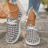 Plaid Round Toe Canvas Slip-Ons - Trendsi - Flyclothing LLC