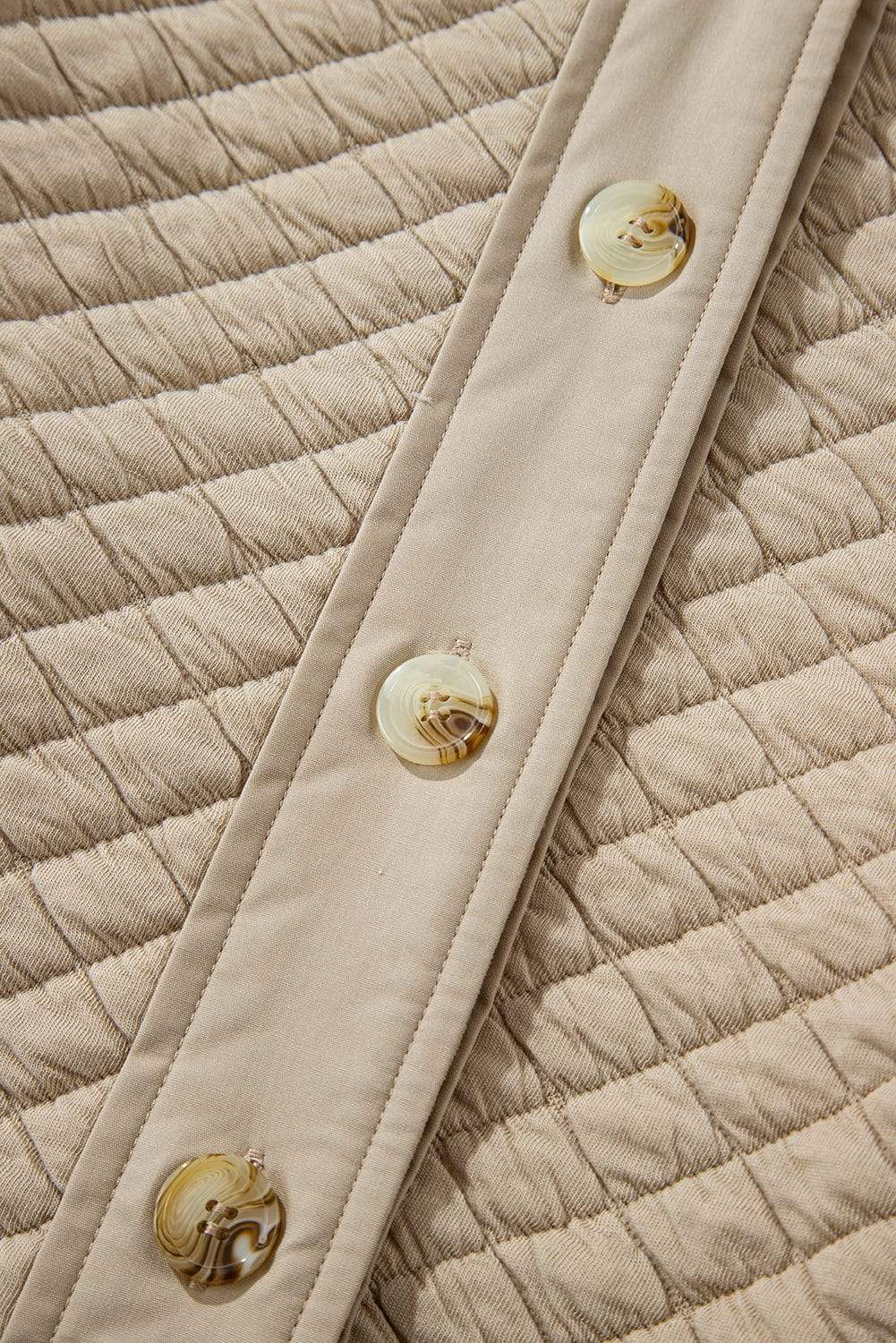 Exposed Seam Collared Neck Button Up Shacket - Trendsi - Flyclothing LLC