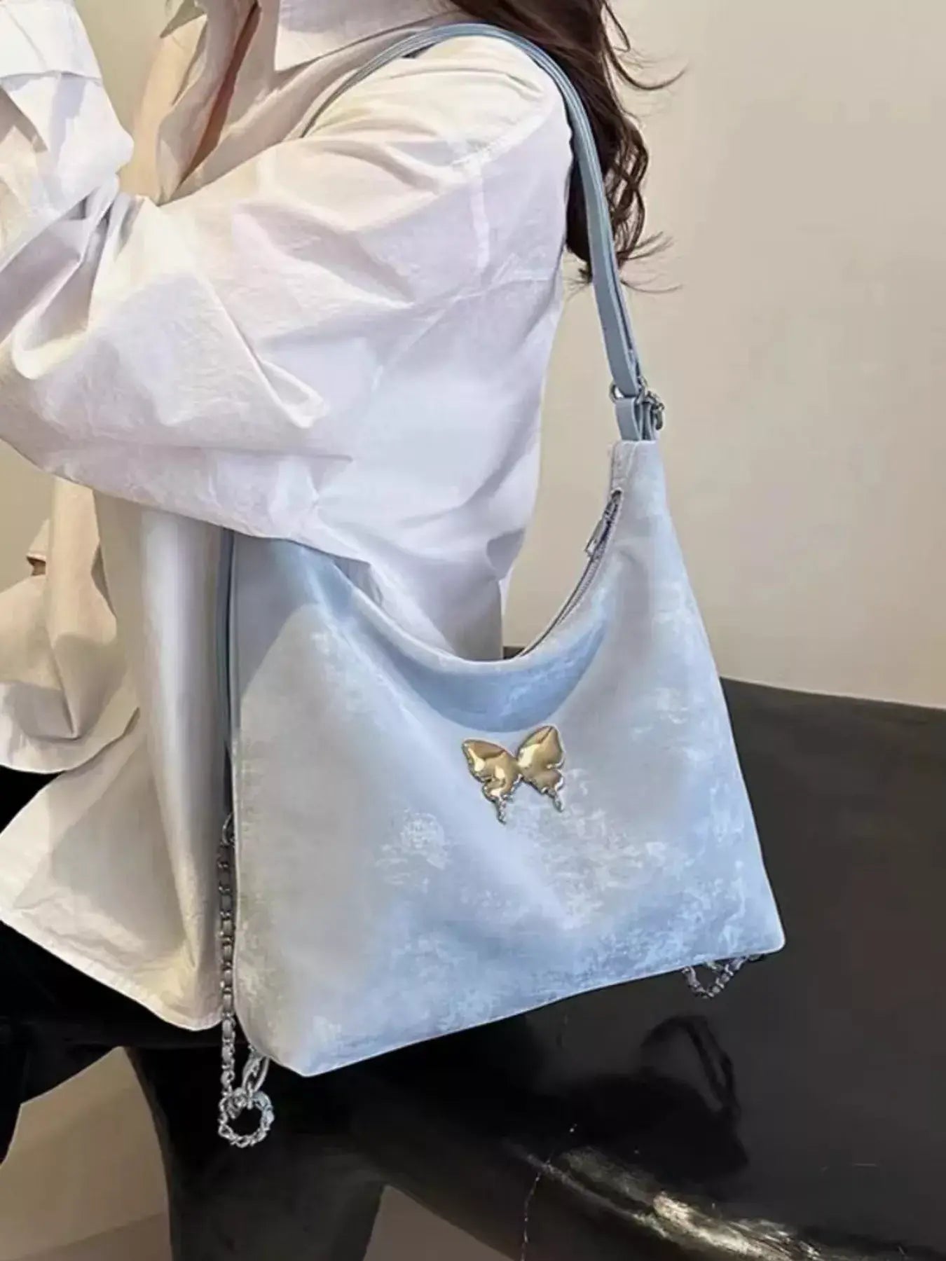 Butterfly Decor Convertible Shoulder Bag - Trendsi - Flyclothing LLC
