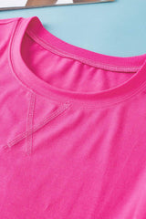 Slit Round Neck Half Sleeve T-Shirt - Trendsi - Flyclothing LLC