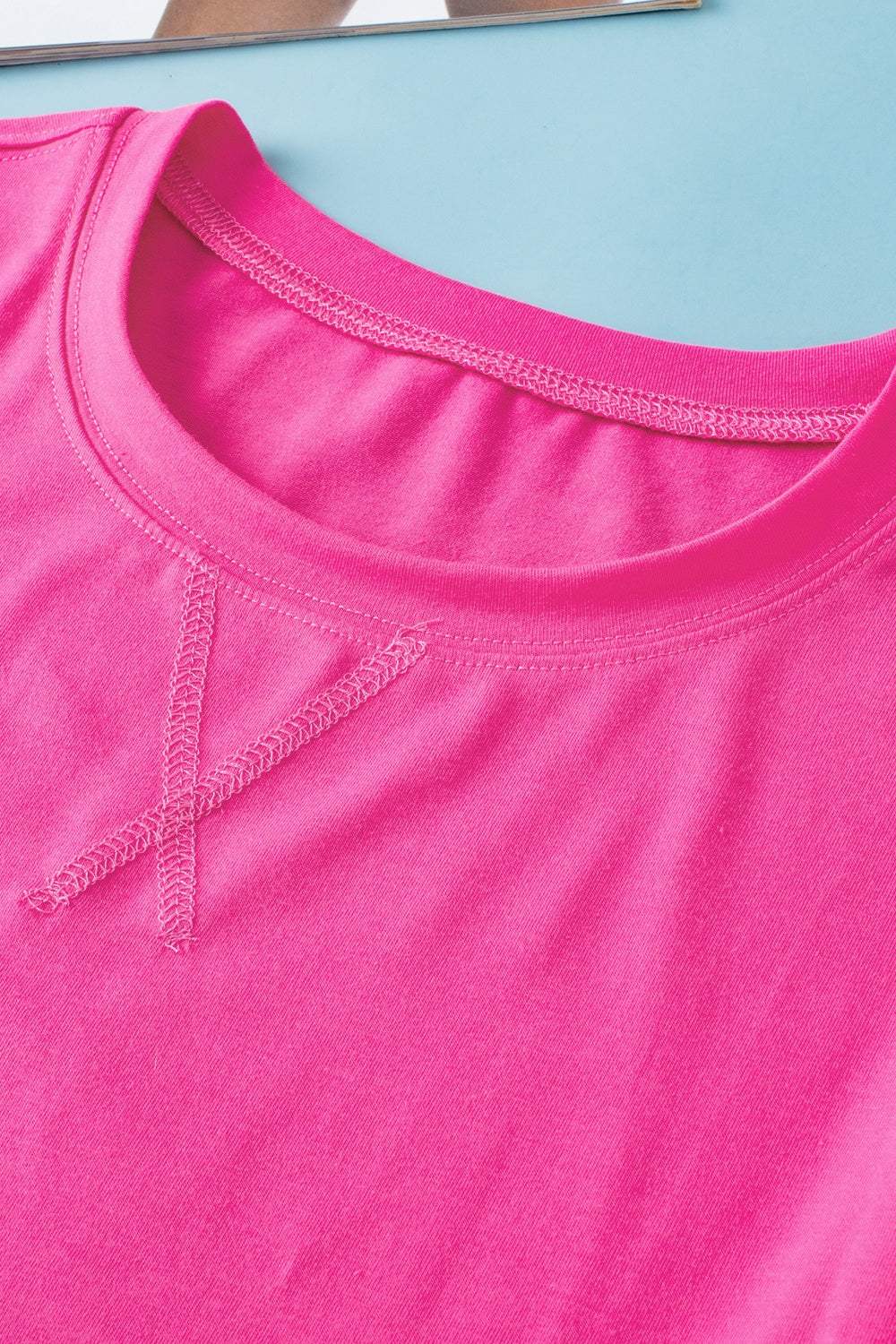 Slit Round Neck Half Sleeve T-Shirt - Trendsi - Flyclothing LLC